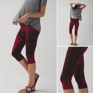 Lululemon Red Black Tie Dye Shibori Leggings Crop